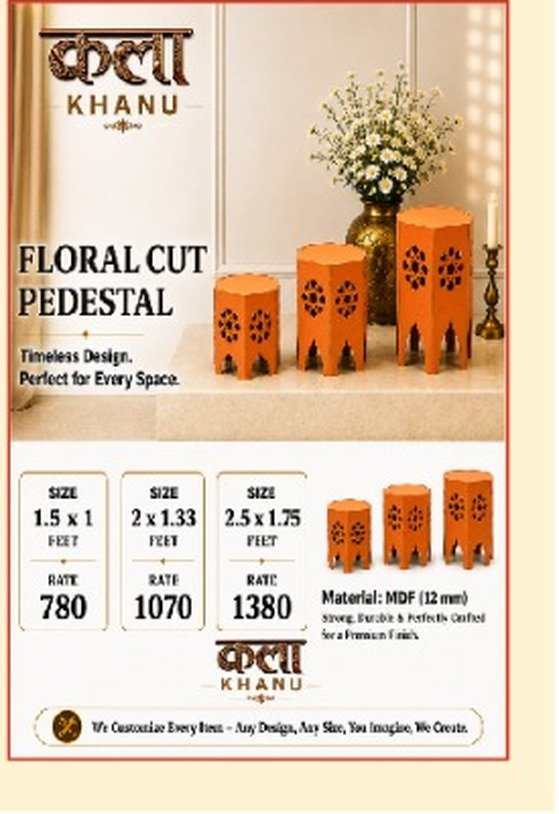 Floral Cut Pedestal Orange