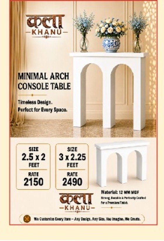 Minimal Arch Console Table — White